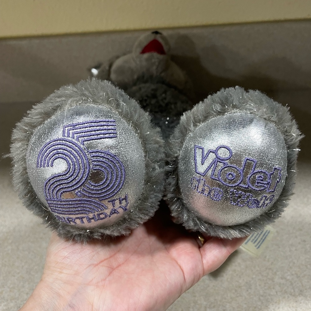 Build A Bear Great Wolf Lodge 16” Violet Wolf 25th Plush Silver Sparkles - Picture 3 of 5